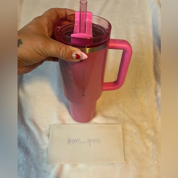 Stanley x Starbucks WINTER PINK Sparkle 40oz Tumbler Authentic - Picture 2 of 7